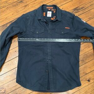 Superdry navy blue The Rookie Twill button up shirt XL
